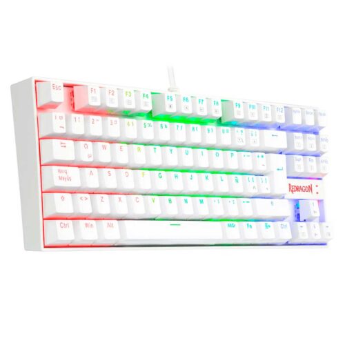 Teclado Gamer | Redragon Kumara K552W-KR | Mecánico | Blanco | USB | Iluminación Rainbow | Switch Red | Compacto | Español