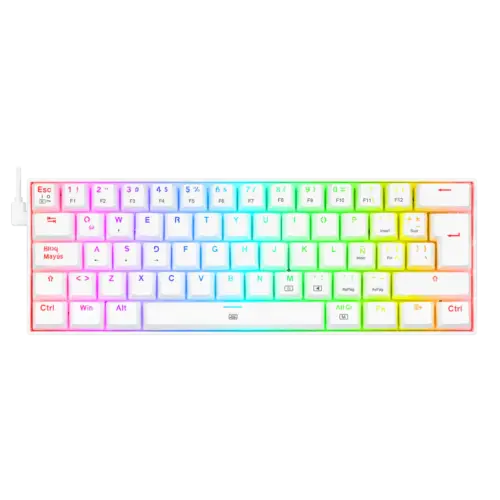 Teclado Gamer | Redragon Dragonborn K630W-RGB-SP | Blanco | Mecánico | Compacto 60% | Switch Red | RGB
