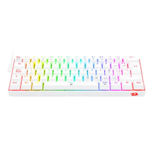 Teclado Gamer | Redragon Dragonborn K630W-RGB-SP | Blanco | Mecánico | Compacto 60% | Switch Red | RGB